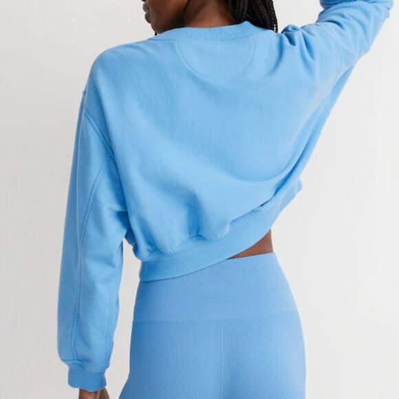 Madewell Terry Sweatshirt Cropped Oversized Blue - Picture 2 of 14
